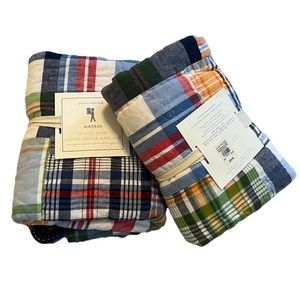 Pottery Barn Kids Madras European Square Quilted Shams